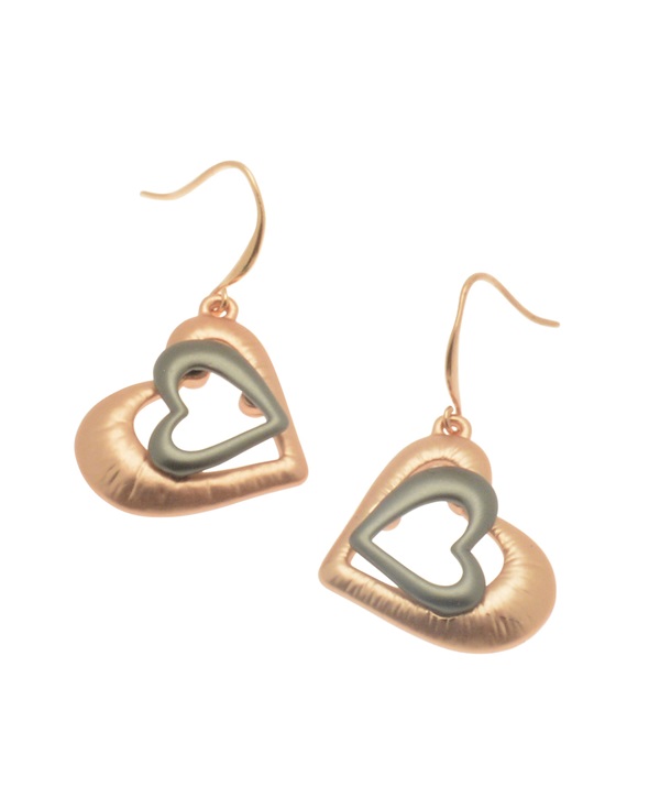 Rose Gold & Gunmetal Heart Necklace Set – Kaivella Women Jewellery ...